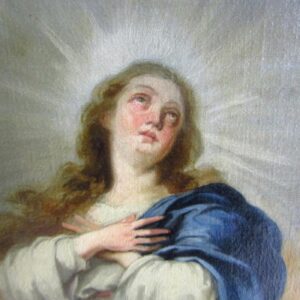 Seguidor de MURILLO. Siglo XIX. Óleo sobre lienzo. "Inmaculada"