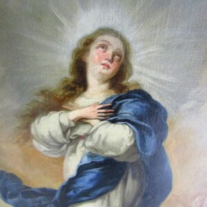 Seguidor de MURILLO. Siglo XIX. Óleo sobre lienzo. "Inmaculada"
