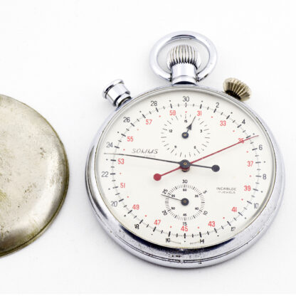 VESUVA. Cronométro Suizo ruso de bolsillo, lepine, remontoir, doble ratrapante. Ca. 1950.