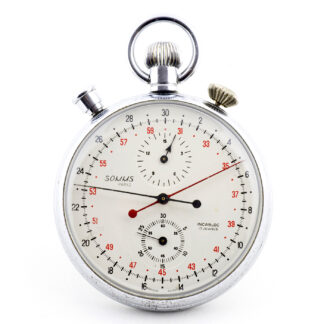 VÉSUVA. Chronomètre de poche suisse russe, lépine, remontoir, double rattrapante. vers 1950.