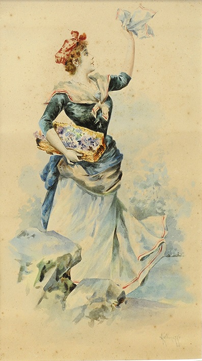 C. MALDONAZZO (Escuela Italiana Siglo XIX). Acuarela sobre cartoncillo. C. MALDONAZZO (Escuela Italiana Siglo XIX). Acuarela sobre cartoncillo.