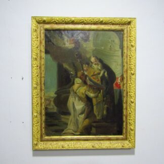 Atribuido a IGNACIO PINAZO CAMARLENCH. (1849-1916). Óleo sobre lienzo. Escena Religiosa.