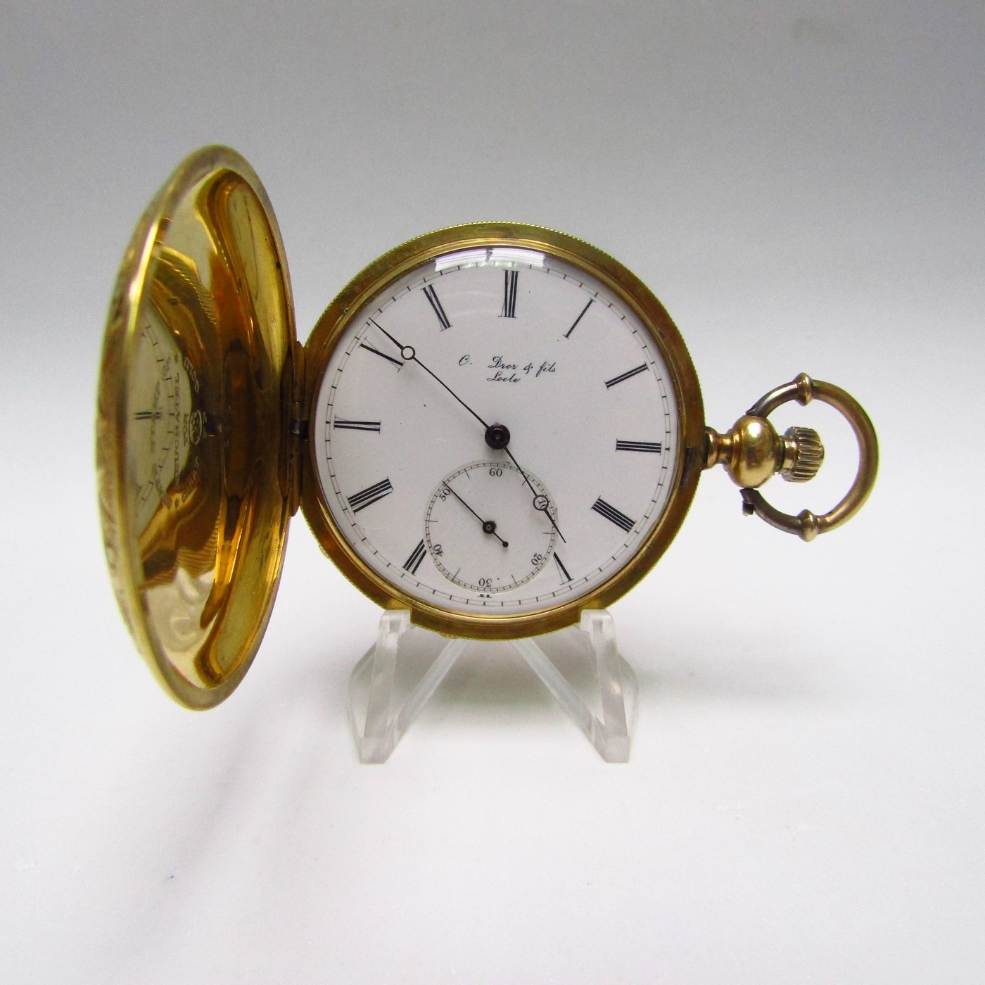 C. DROZ and FIELDS. Reloj de bolsillo de caballero. Siglo XIX. Oro 18k. C. DROZ and FIELDS. Reloj de bolsillo de caballero. Siglo XIX. Oro 18k.