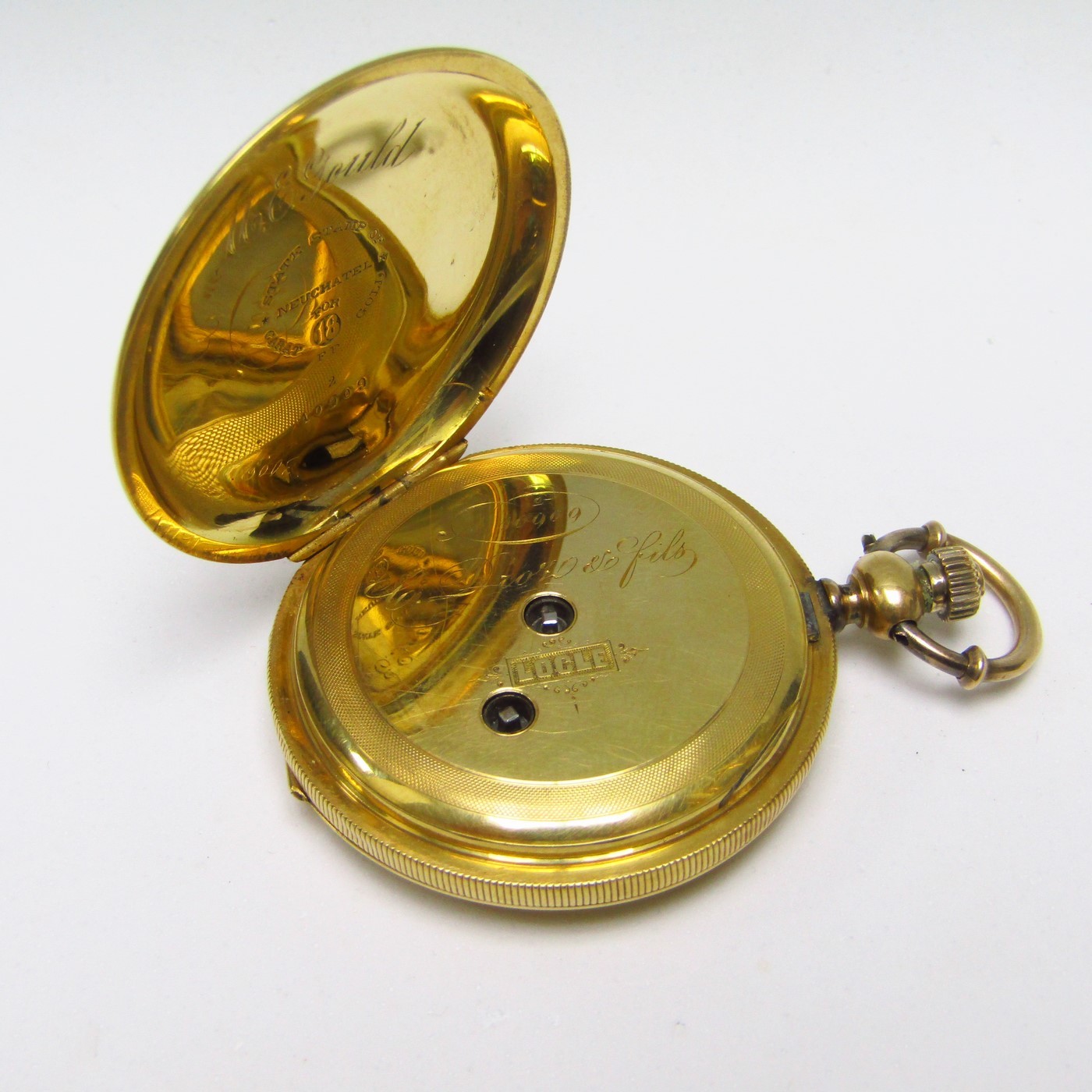 C. DROZ and FIELDS. Reloj de bolsillo de caballero. Siglo XIX. Oro 18k. C. DROZ and FIELDS. Reloj de bolsillo de caballero. Siglo XIX. Oro 18k.
