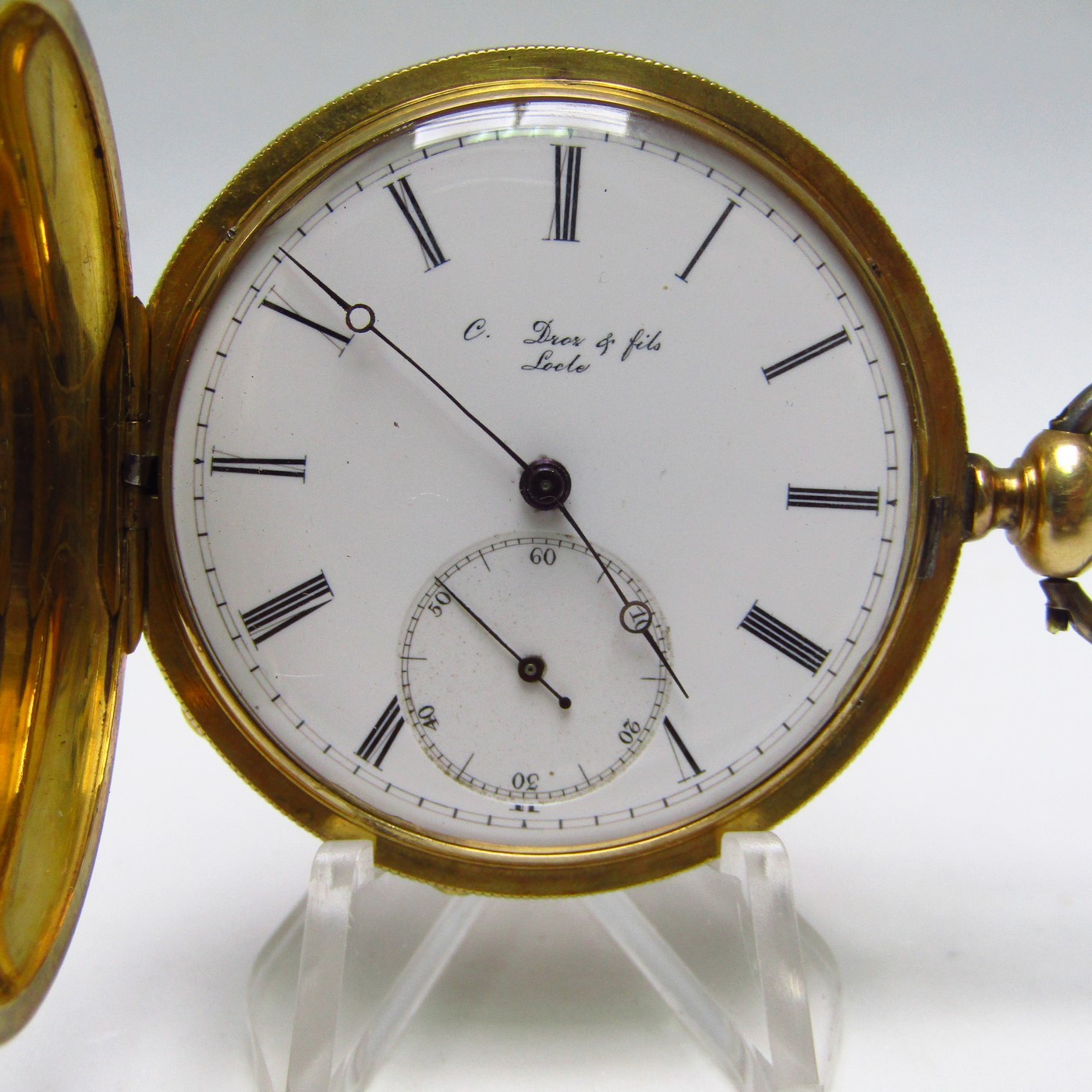 C. DROZ and FIELDS. Reloj de bolsillo de caballero. Siglo XIX. Oro 18k. C. DROZ and FIELDS. Reloj de bolsillo de caballero. Siglo XIX. Oro 18k.