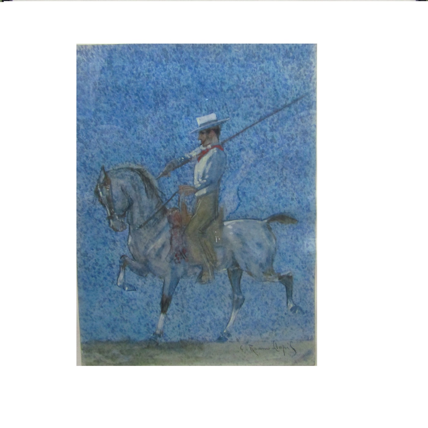 CARLOS RUANO LLOPIS (1878-1950). Técnica Mixta sobre papel. Garrochista. CARLOS RUANO LLOPIS (1878-1950). Técnica Mixta sobre papel. Garrochista.