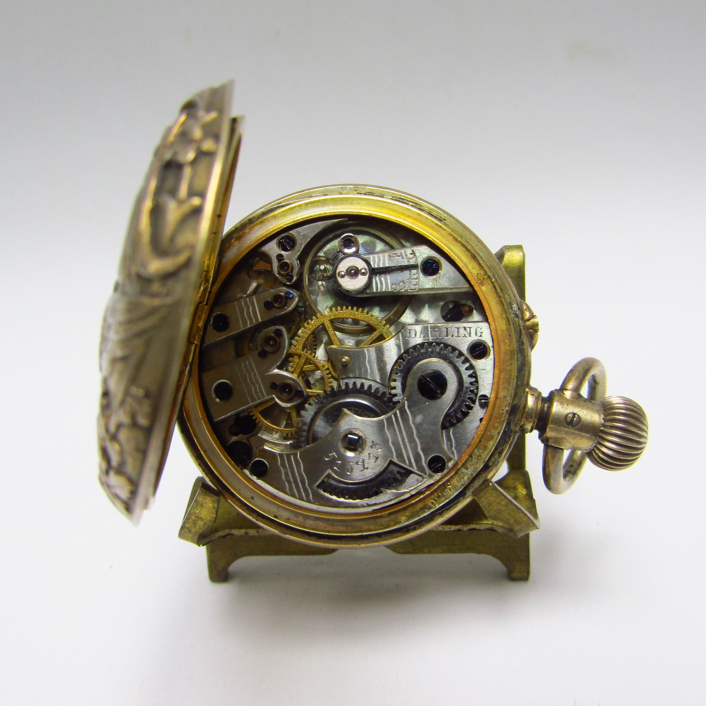 DARLING. Reloj de Colgar, hunter, lepine y remontoir. Plata Dorada. Alemania, ca. 1900. DARLING. Reloj de Colgar, hunter, lepine y remontoir. Plata Dorada. Alemania, ca. 1900.