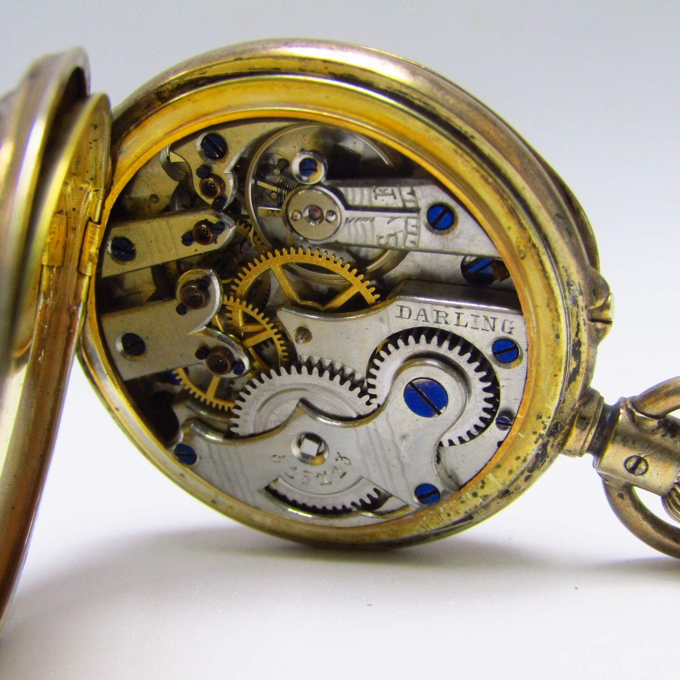 DARLING. Reloj de Colgar, hunter, lepine y remontoir. Plata Dorada. Alemania, ca. 1900. DARLING. Reloj de Colgar, hunter, lepine y remontoir. Plata Dorada. Alemania, ca. 1900.