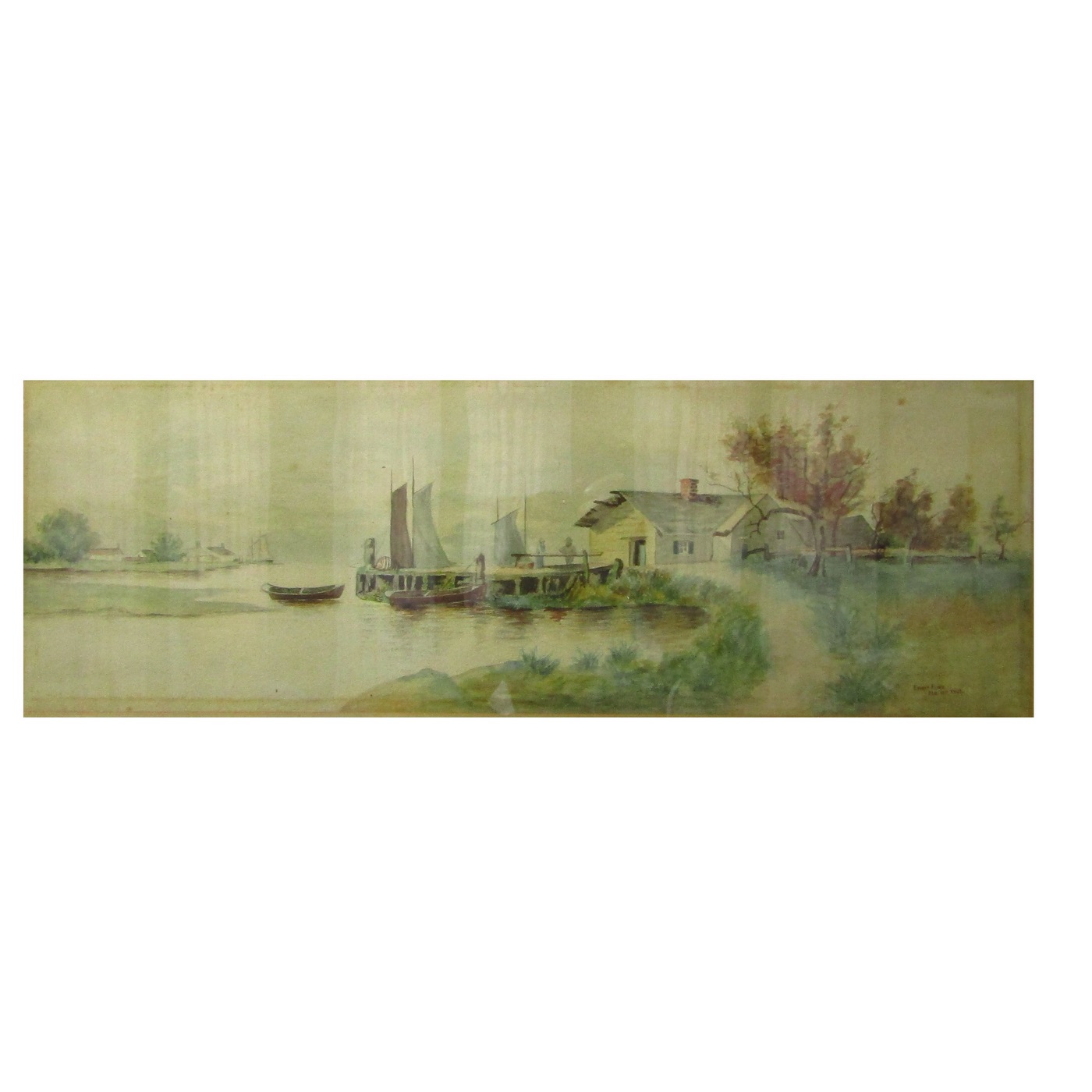 ERNEST FLINT (Siglo XIX-XX). Acuarela sobre papel. Paisaje lacustre. ERNEST FLINT (Siglo XIX-XX). Acuarela sobre papel. Paisaje lacustre.
