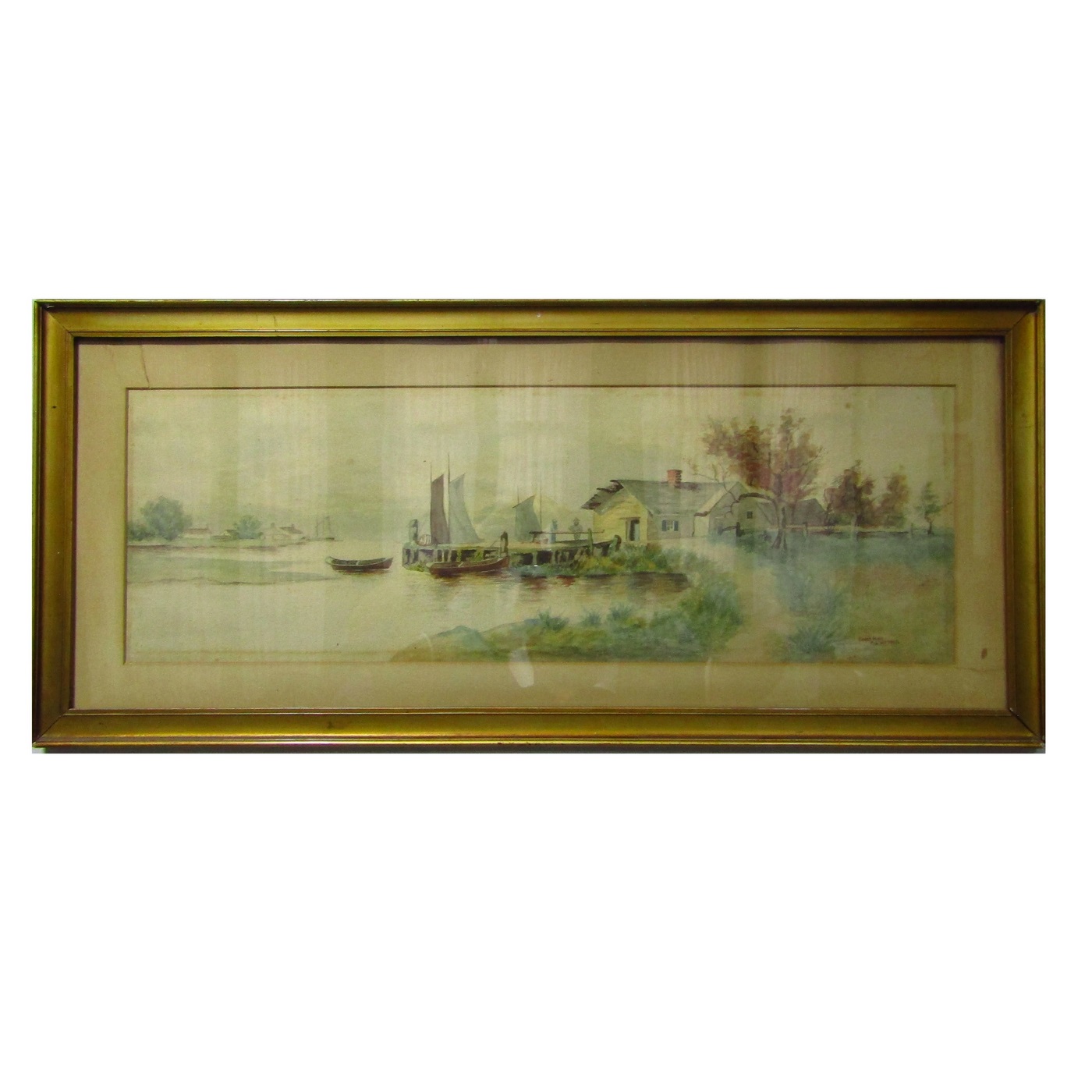 ERNEST FLINT (Siglo XIX-XX). Acuarela sobre papel. Paisaje lacustre. ERNEST FLINT (Siglo XIX-XX). Acuarela sobre papel. Paisaje lacustre.