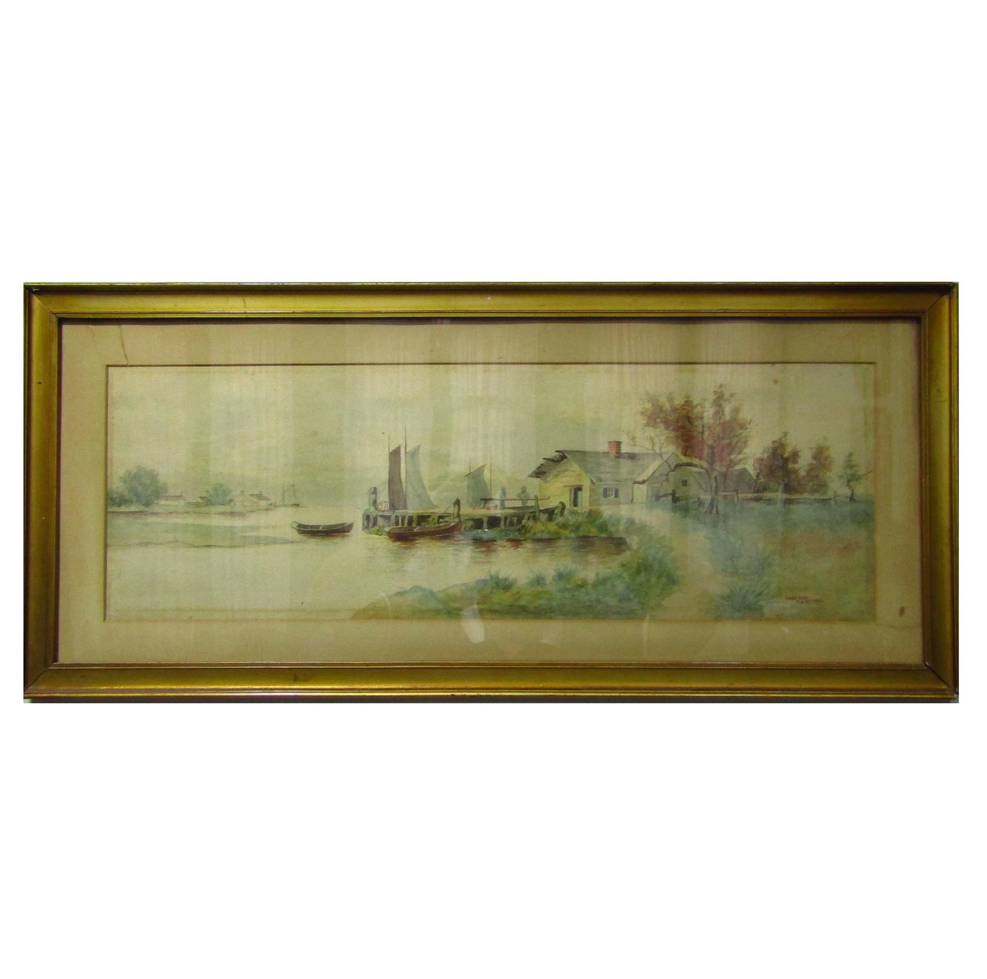 ERNEST FLINT (Siglo XIX-XX). Acuarela sobre papel. Paisaje lacustre. ERNEST FLINT (Siglo XIX-XX). Acuarela sobre papel. Paisaje lacustre.