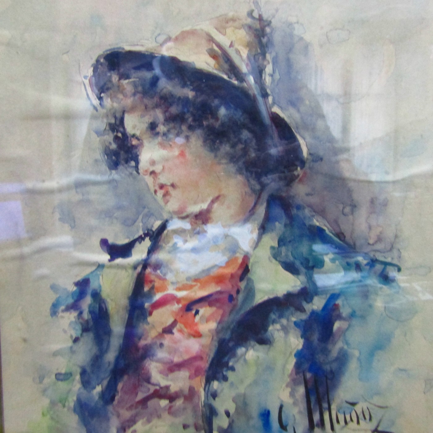 GONZALO MUÑOZ (s.XIX). Acuarela sobre papel. "El novio de la Ciociara". GONZALO MUÑOZ (s.XIX). Acuarela sobre papel. "El novio de la Ciociara".