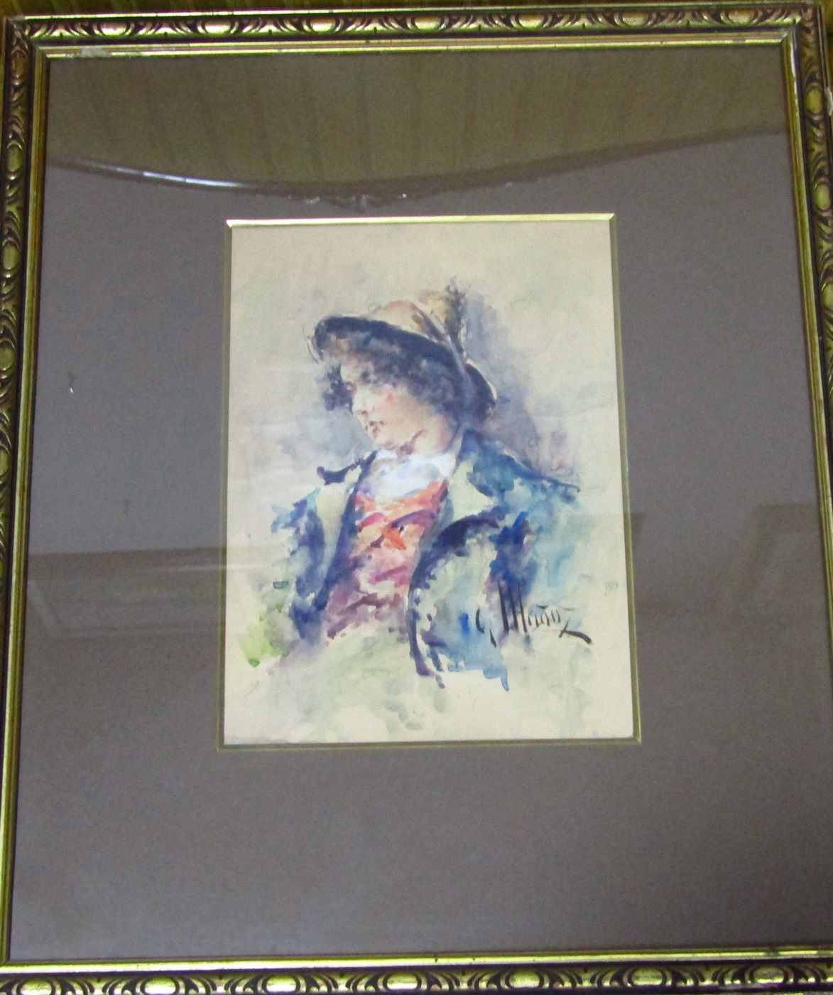 GONZALO MUÑOZ (s.XIX). Acuarela sobre papel. "El novio de la Ciociara". GONZALO MUÑOZ (s.XIX). Acuarela sobre papel. "El novio de la Ciociara".