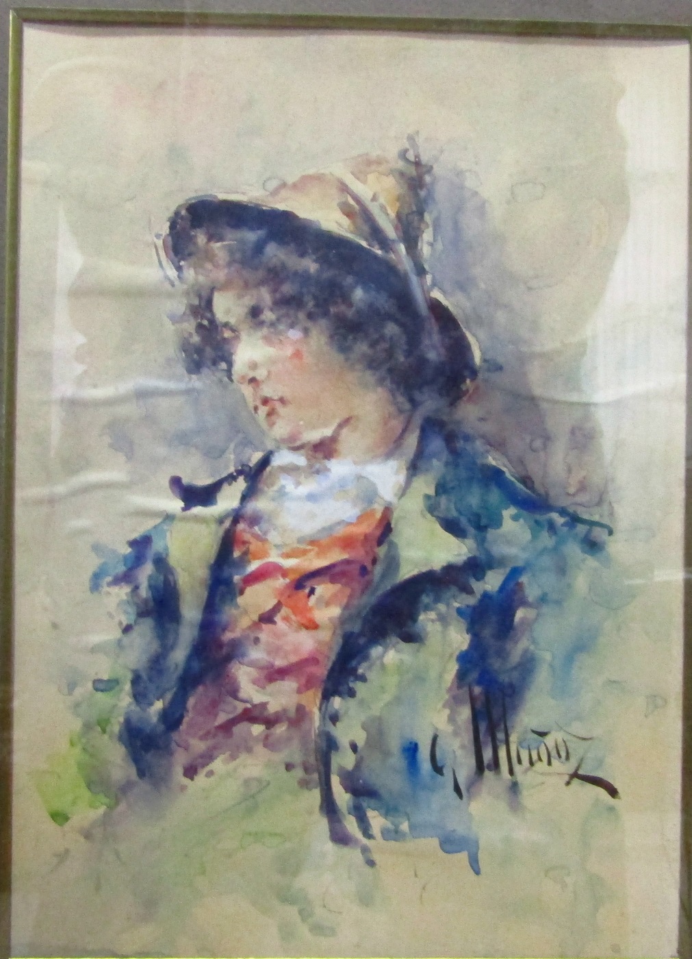 GONZALO MUÑOZ (s.XIX). Acuarela sobre papel. "El novio de la Ciociara". GONZALO MUÑOZ (s.XIX). Acuarela sobre papel. "El novio de la Ciociara".