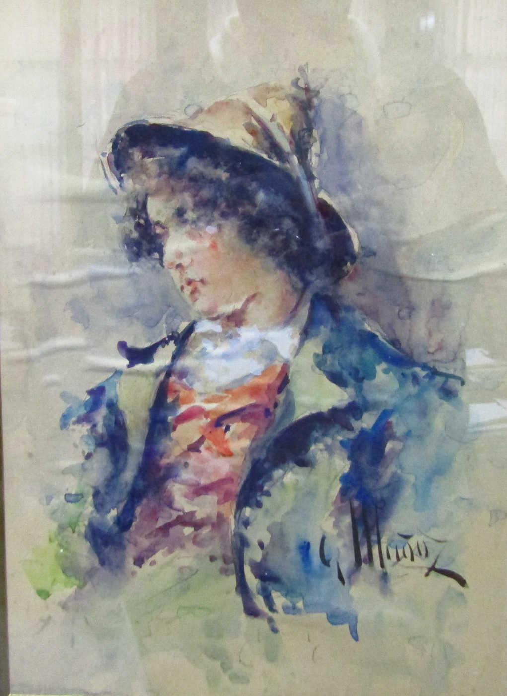 GONZALO MUÑOZ (s.XIX). Acuarela sobre papel. "El novio de la Ciociara". GONZALO MUÑOZ (s.XIX). Acuarela sobre papel. "El novio de la Ciociara".