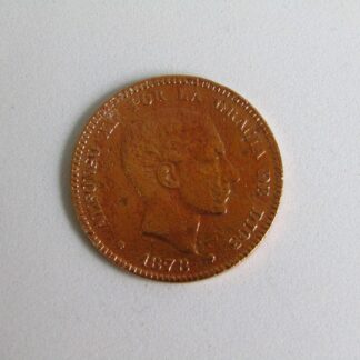Moneda de 10 céntimos de cobre. Año 1878. Alfonso XII. Barcelona. OM. BC.