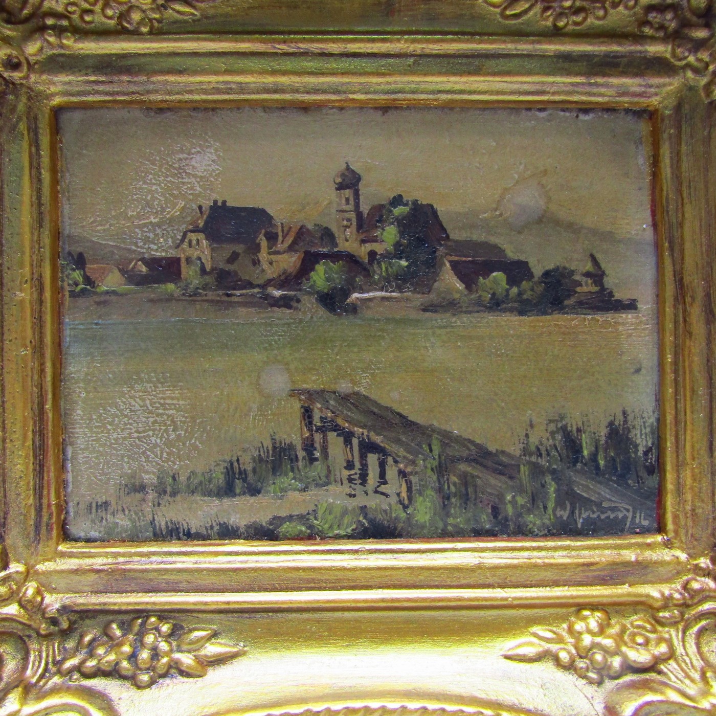 W. VÄMD (1916). Óleo sobre tabla. Paisaje lacustre. W. VÄMD (1916). Óleo sobre tabla. Paisaje lacustre.