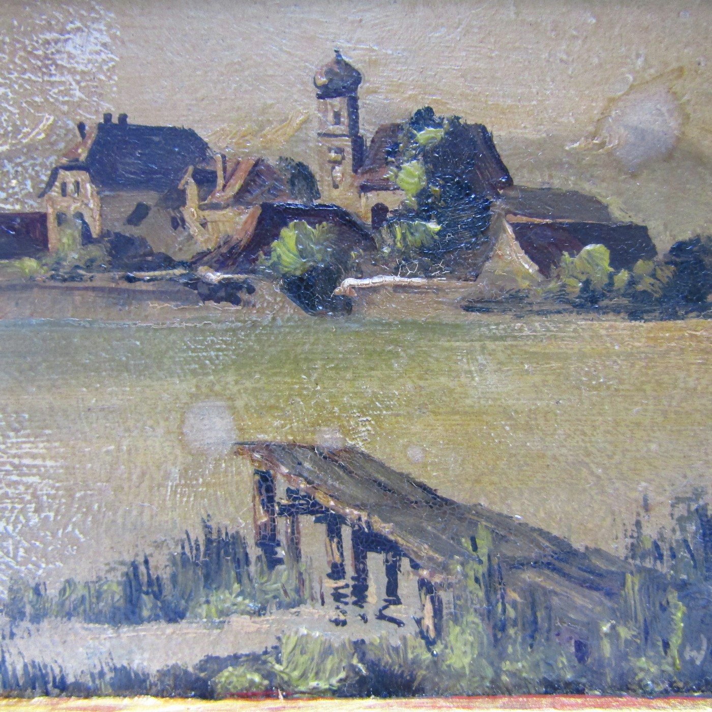 W. VÄMD (1916). Óleo sobre tabla. Paisaje lacustre. W. VÄMD (1916). Óleo sobre tabla. Paisaje lacustre.