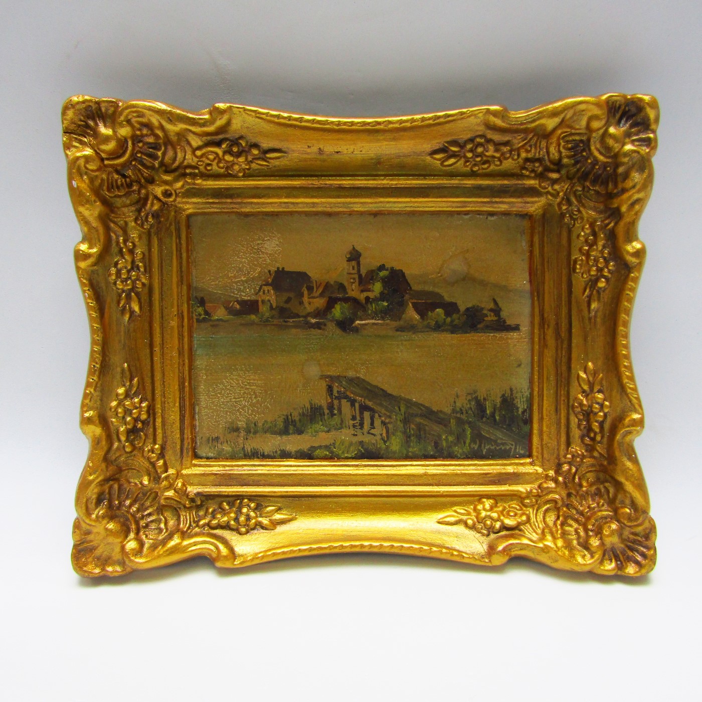 W. VÄMD (1916). Óleo sobre tabla. Paisaje lacustre. W. VÄMD (1916). Óleo sobre tabla. Paisaje lacustre.