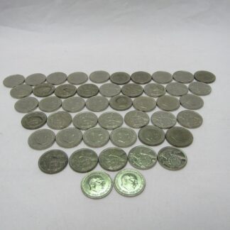 Colección de 47 Monedas de 5 Pesetas de Níquel. Año 1957. Francisco Franco Caudillo de España por la G. de Dios. Madrid. Varias CECAS. MBC