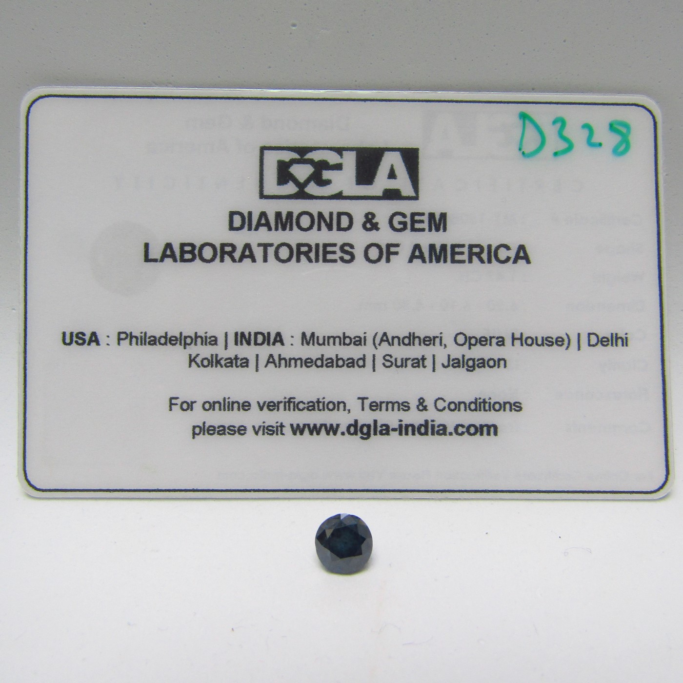 Diamante Natural de 1,49 ct. Talla: Brillante. Color: Blue. Pureza: I3. Certificado DGLA. Diamante Natural de 1,49 ct. Talla: Brillante. Color: Blue. Pureza: I3. Certificado DGLA.