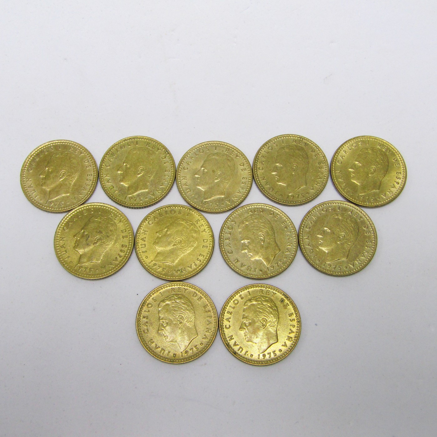 Lote de 11 Monedas de 1 Peseta de Cobre. Año 1975. Juan Carlos I Rey de España. Ceca *19-78*). Algunas variante de tilde Ñ y N de Juan sin punto. MBC Lote de 11 Monedas de 1 Peseta de Cobre. Año 1975. Juan Carlos I Rey de España. Ceca *19-78*). Algunas variante de tilde Ñ y N de Juan sin punto. MBC