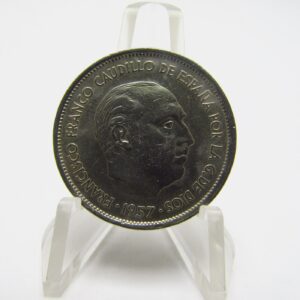 Lote de 14 Monedas de 25 Pesetas de Níquel. Año 1957. Francisco Franco Caudillo de España por la G. de Dios. Madrid. Varias CECAS. MBC
