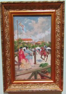 MARIANO OBIOLS DELGADO. (1860 -1911). Óleo sobre tabla. "Feria de Sevilla".