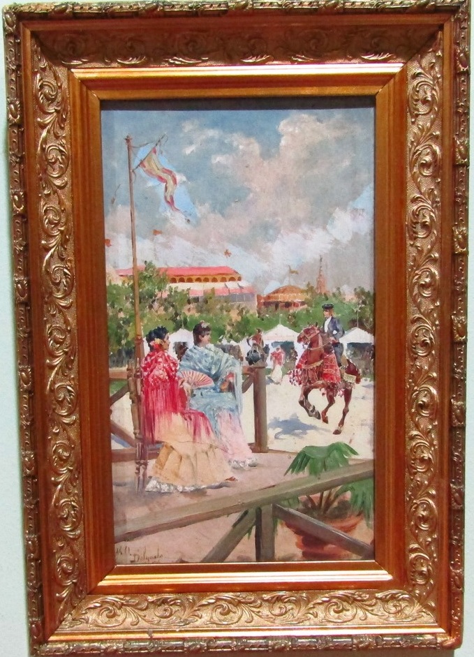 MARIANO OBIOLS DELGADO. (1860 -1911). Óleo sobre tabla. "Feria de Sevilla". MARIANO OBIOLS DELGADO. (1860 -1911). Óleo sobre tabla. "Feria de Sevilla".