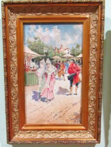 MARIANO OBIOLS DELGADO. (1860 -1911). Óleo sobre tabla. "Majos".