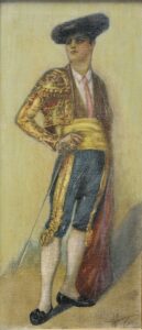 ESCUELA ANDALUZA. Siglo XIX. Pareja de óleos sobre lienzo, "Torero y Maja".