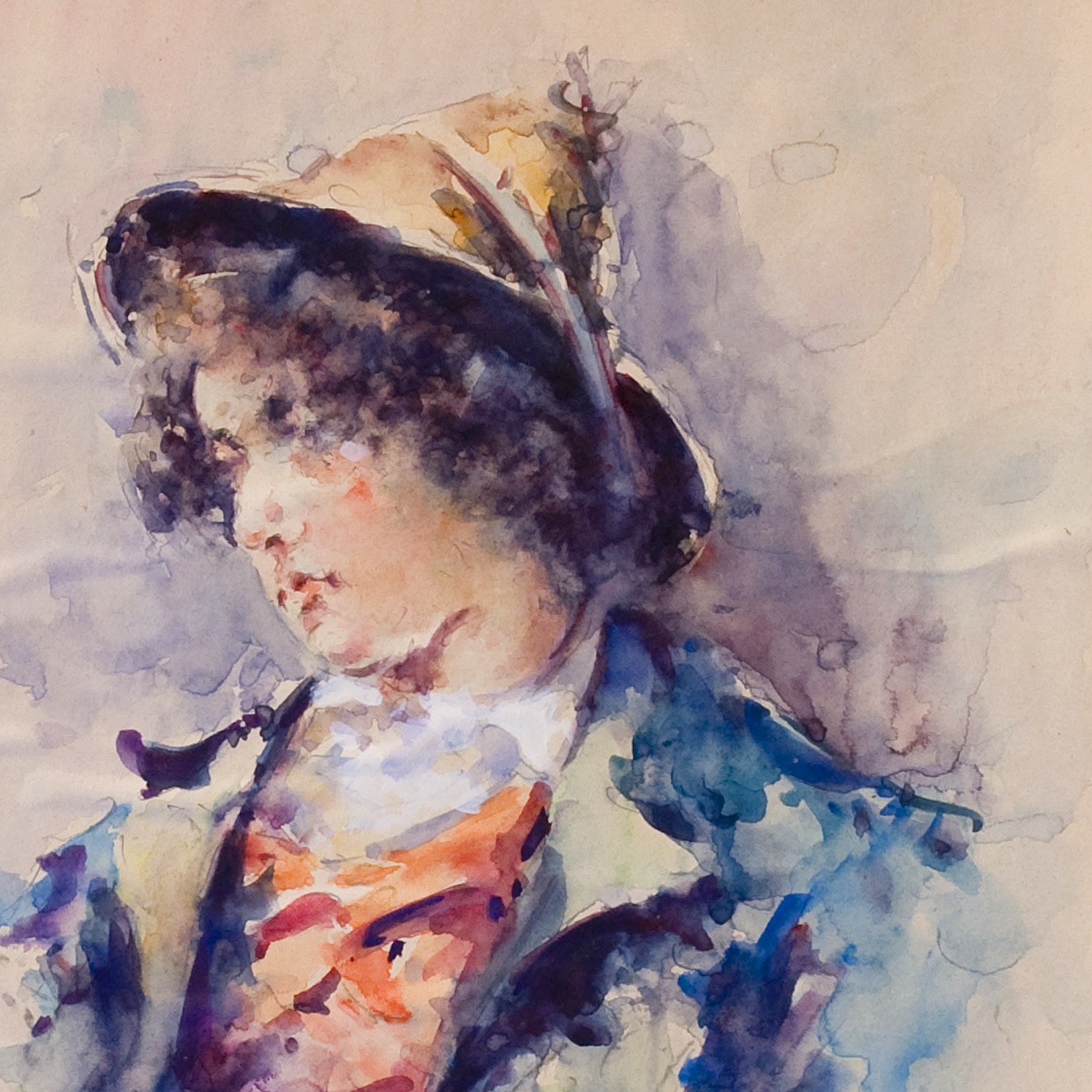 GONZALO MUÑOZ (s.XIX). Acuarela sobre papel. "El novio de la Ciociara". GONZALO MUÑOZ (s.XIX). Acuarela sobre papel. "El novio de la Ciociara".