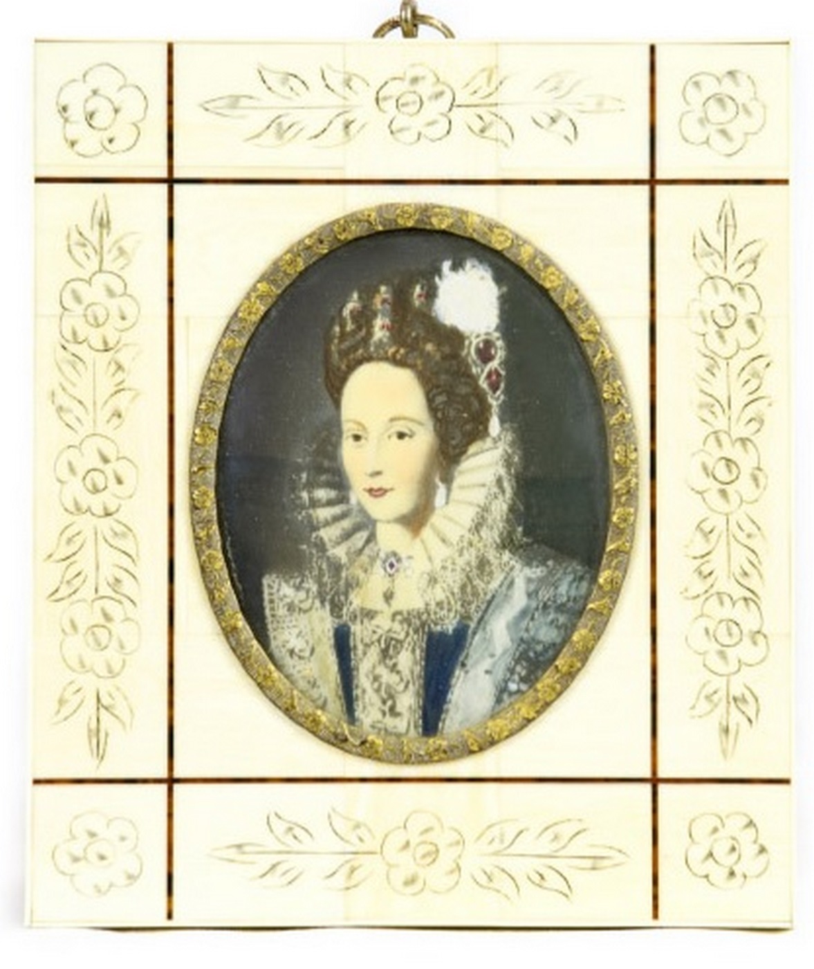 Miniatura sobre placa oval de hueso. Escuela Europea, Siglo XIX Miniatura sobre placa oval de hueso. Escuela Europea, Siglo XIX